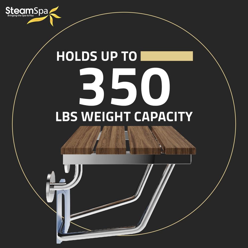 Teak and Stainless Steel Foldable Shower Seat