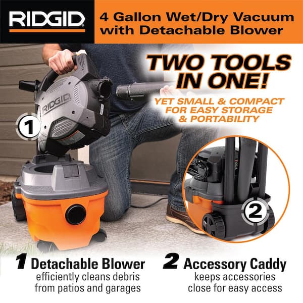 RIDGID 4 Gallon 6.0 Peak HP Shop Vacuum Wet Dry Vac with