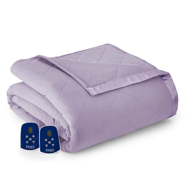 Micro Flannel Queen Amethyst Electric Heated Comforter/Blanket