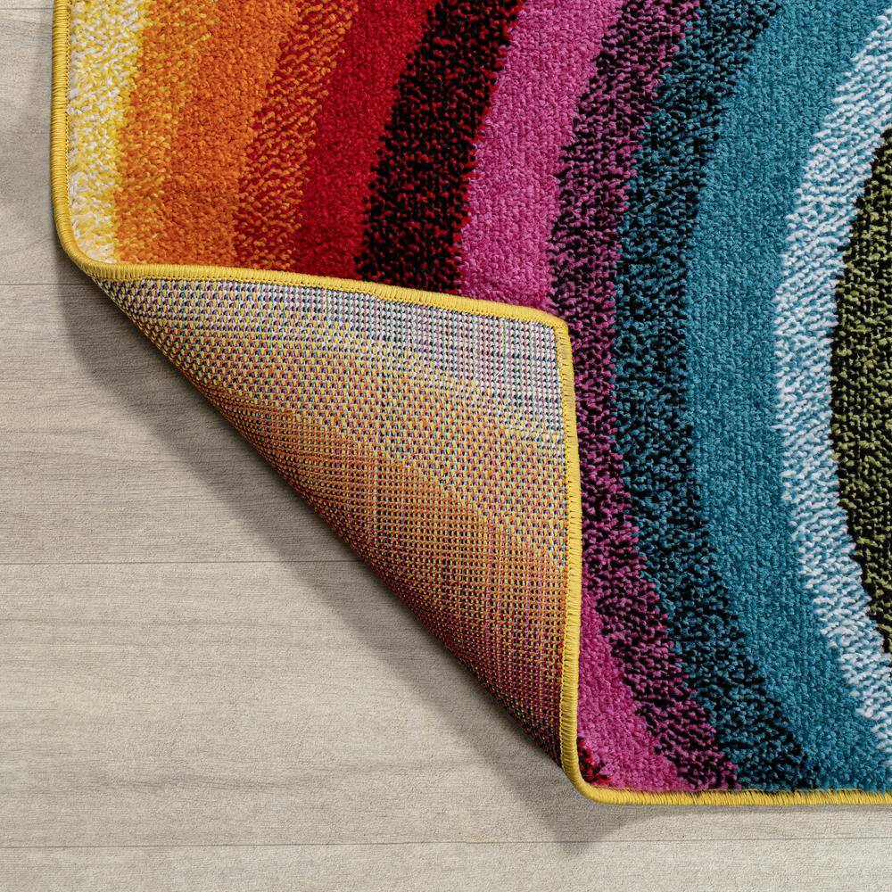 Colorful Abstract Swirl Multicolor 5 x 8 Area Rug