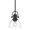 Golden Lighting Hines 1-light Black Mini Pendant Light with Clear Shade ...