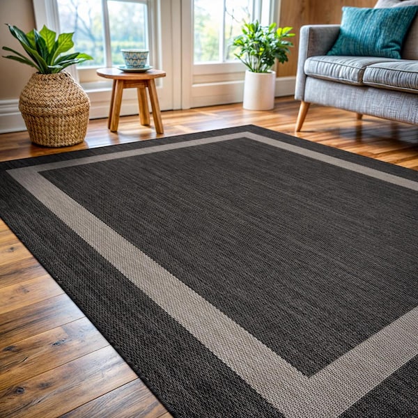5' X 7' Grey Seaside Uv Treated Indoor Outdoor Area Rug 5' X 7' Grey Seaside Uv Treated Indoor Outdoor Area Rug