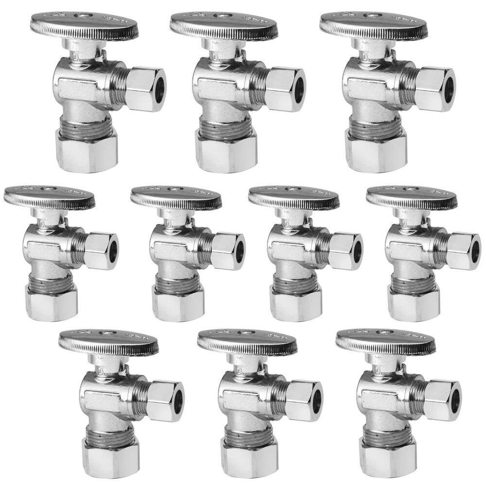 10-Piece Angle Stop Valve in Silver, 3/8 in. OD Compression Outlet Shut-off Valve for Bathroom Toilet price history on PriceWatchPro