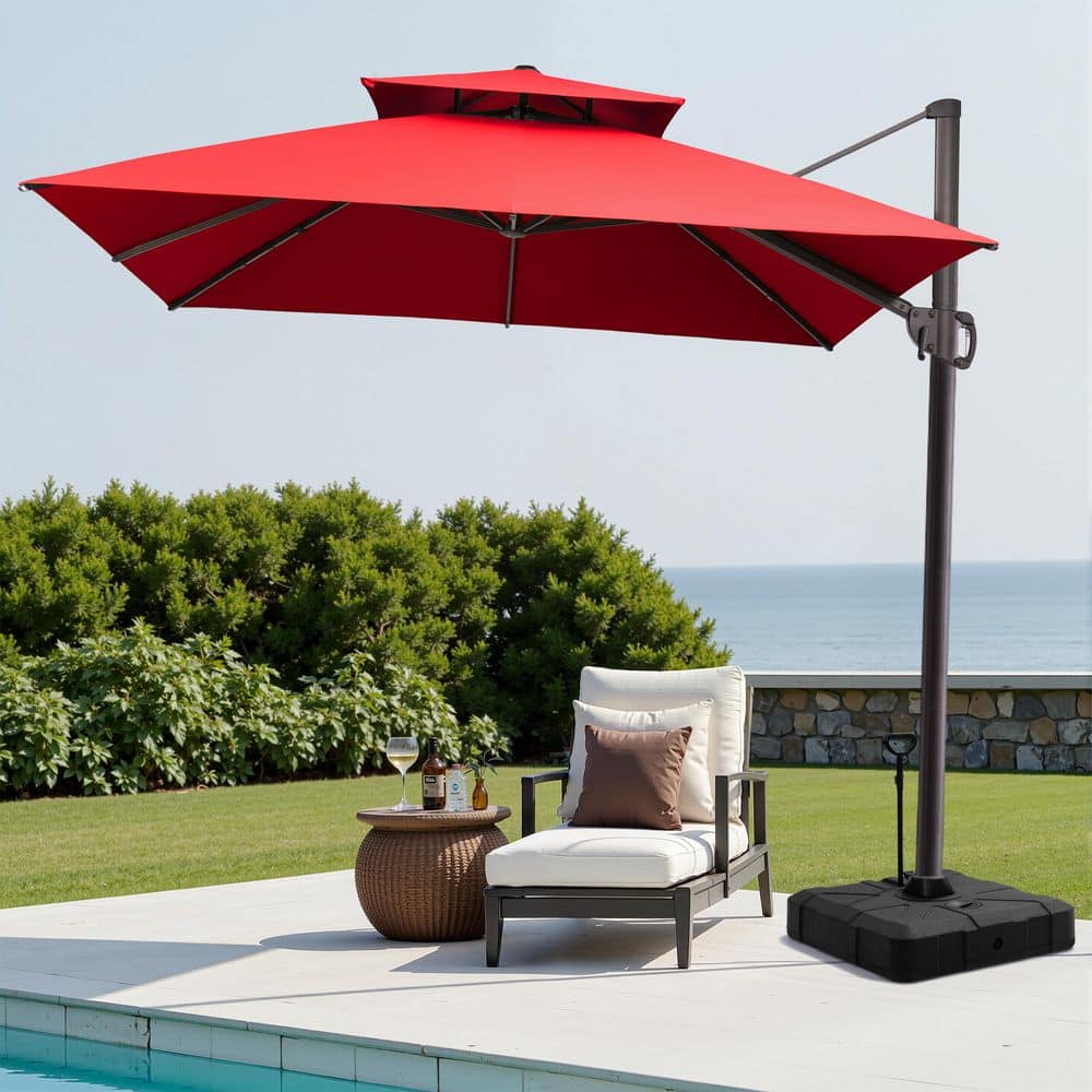 Pellebant 2-Tier Top 11.5 ft. Square Aluminum Tilt 360° Rotation ...