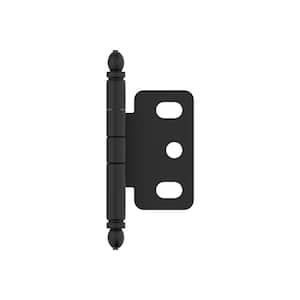 Matte Black 3/4 in. (19 mm) Door Thickness Full Inset, Partial Wrap Ball Tip Cabinet Hinge - Single Hinge