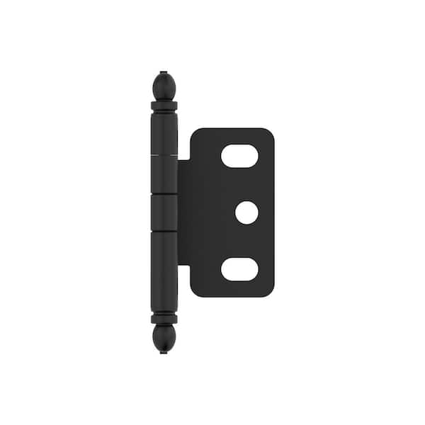 Amerock Matte Black 3/4 in. (19 mm) Door Thickness Full Inset, Partial Wrap Ball Tip Cabinet Hinge - Single Hinge