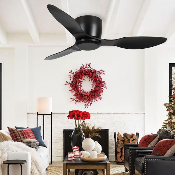 42 in. Indoor Black 6 Speeds Ceiling Fan with Remote and Timer and Quiet Reversible DC Motor
