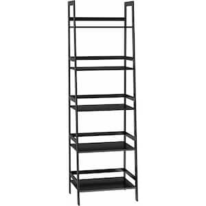 Black Wood Plant Stand 5-Tier Ladder Shelf Black Bookshelf Modern Open Bookcase for Bedroom Living Room Office