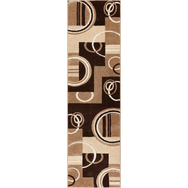 Ruby Galaxy Waves Ivory 2 ft. x 7 ft. Modern Geometric Runner Rug