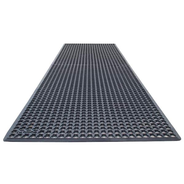 Rhino Anti-Fatigue Mats K-Series Comfort Tract Black 3 ft. x 10 ft. x 1/2 in. Grease-Resistant Rubber Kitchen Mat