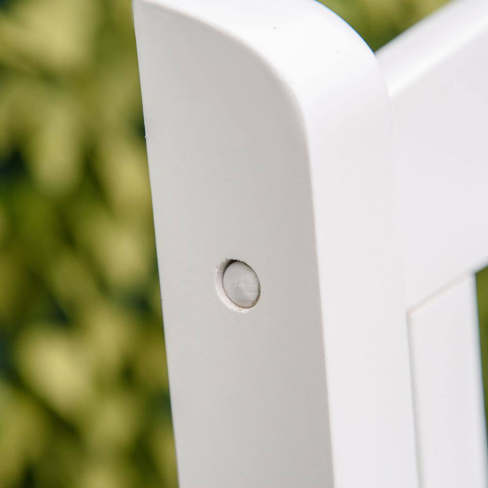 White Wooden 4FT Outdoor Garden Bench with X-Shape Back