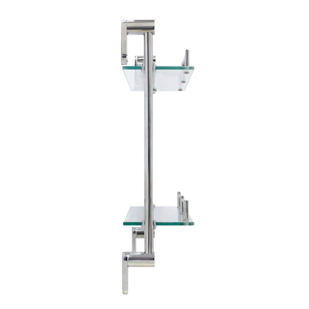 Sleek Modern Chrome-Finished Steel and Glass Bathroom Wall Shelf