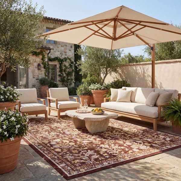 Norisse Traditional Brick 5 ft. x 8 ft. Outdoor Area Rug