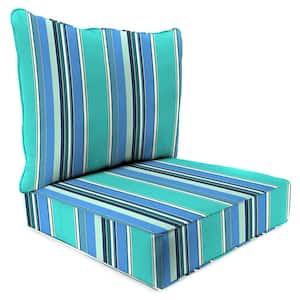 Sunbrella 24" x 24" Dolce Oasis Multicolor Stripe Rectangular Outdoor Deep Seating Chair Seat and Back Cushion Set