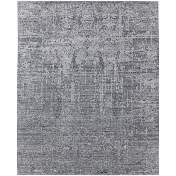 Gray, Silver Abstract 9 ft. x 12 ft. Area Rug