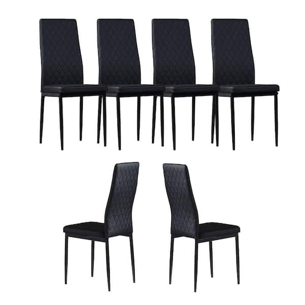 JASMODER Black Faux Leather Highback Tufted Ergonomic Chairs