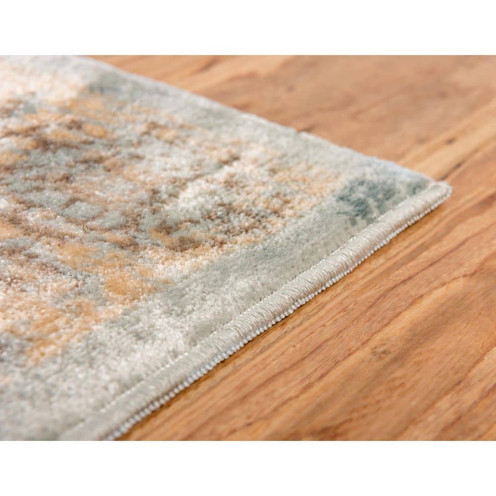 Serene Light Blue Floral 9' x 12' Handmade Synthetic Rug
