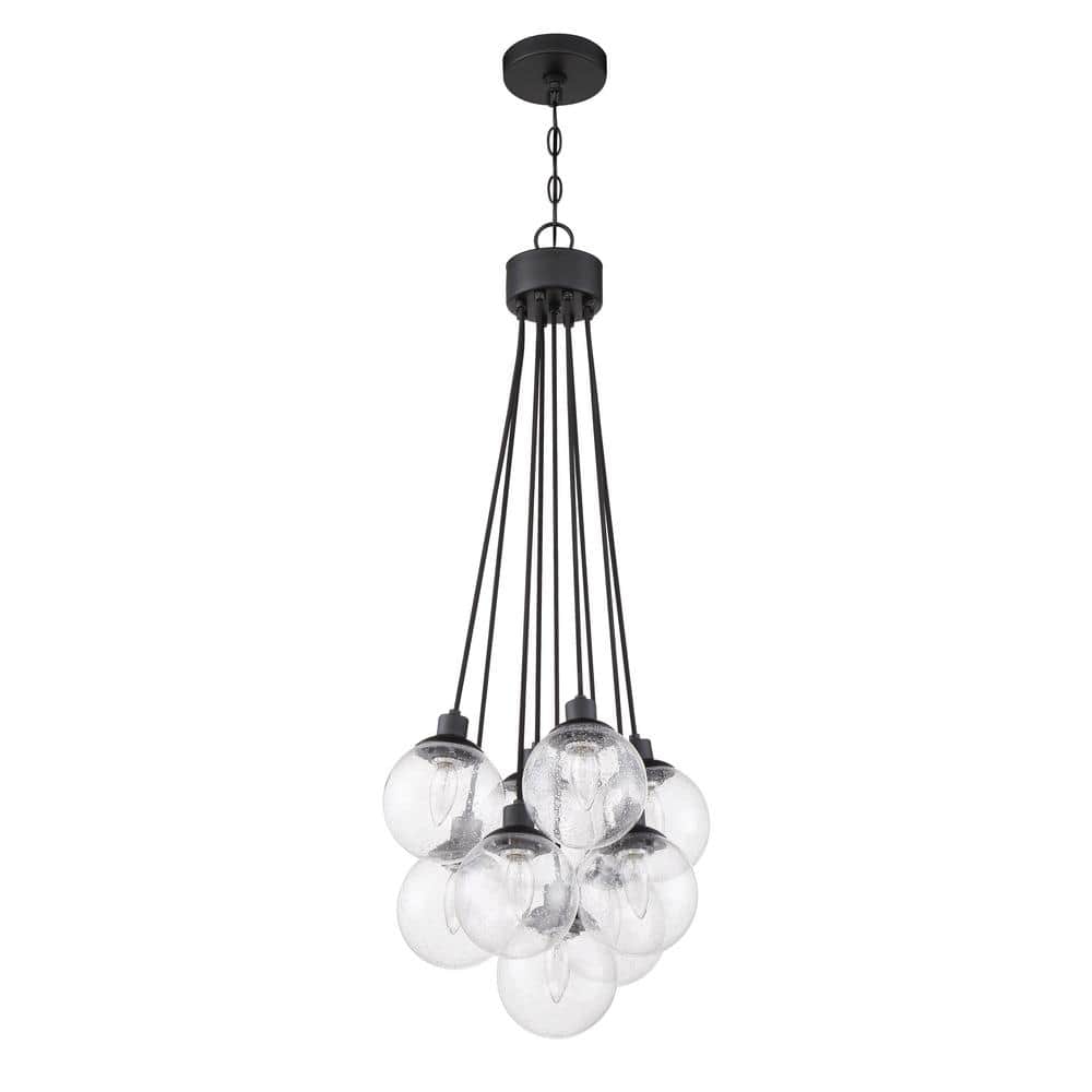 16" Black Glass Globe Modern Pendant Light