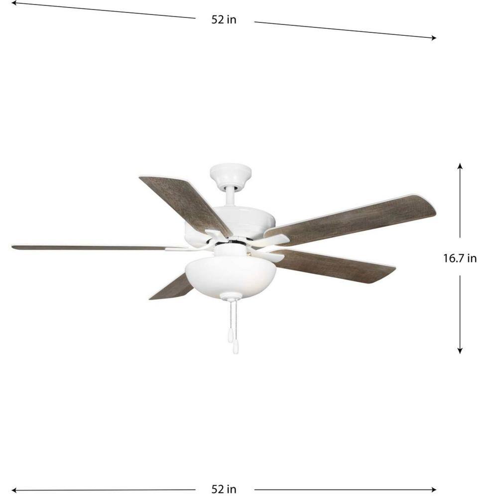 AirPro 52'' White and Antique Wood Ceiling Fan with LED Light