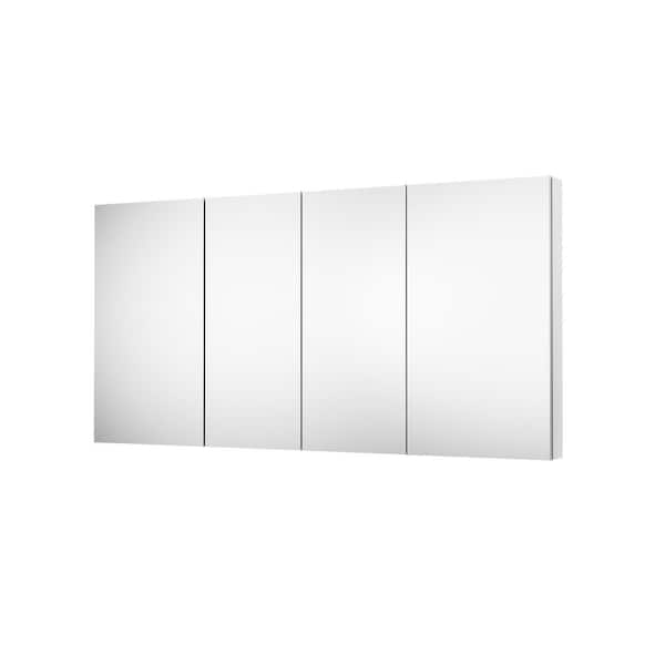 72 in. W x 36 in. H Rectangular Chrome Aluminum Medicine Cabinet with Mirror