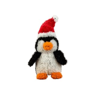 25 in. White Artificial Holiday Plush Plant Topiary Penguin 1-Piece