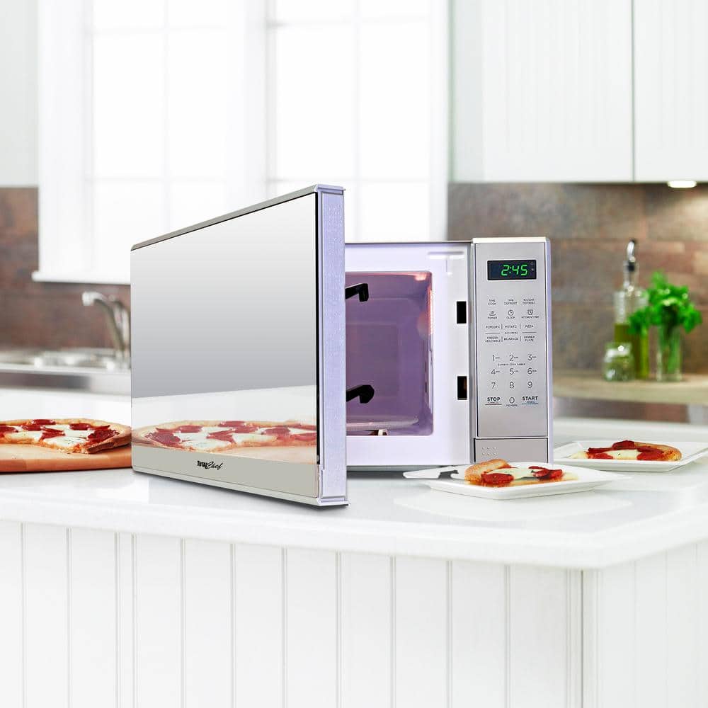 Compact Black and Silver Stainless Steel Microwave Oven for RV