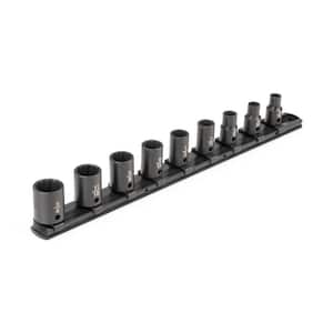 3/8 in. Drive 12-Point Impact Socket Set (9-Piece) (5/16-3/4 in.) - Rails