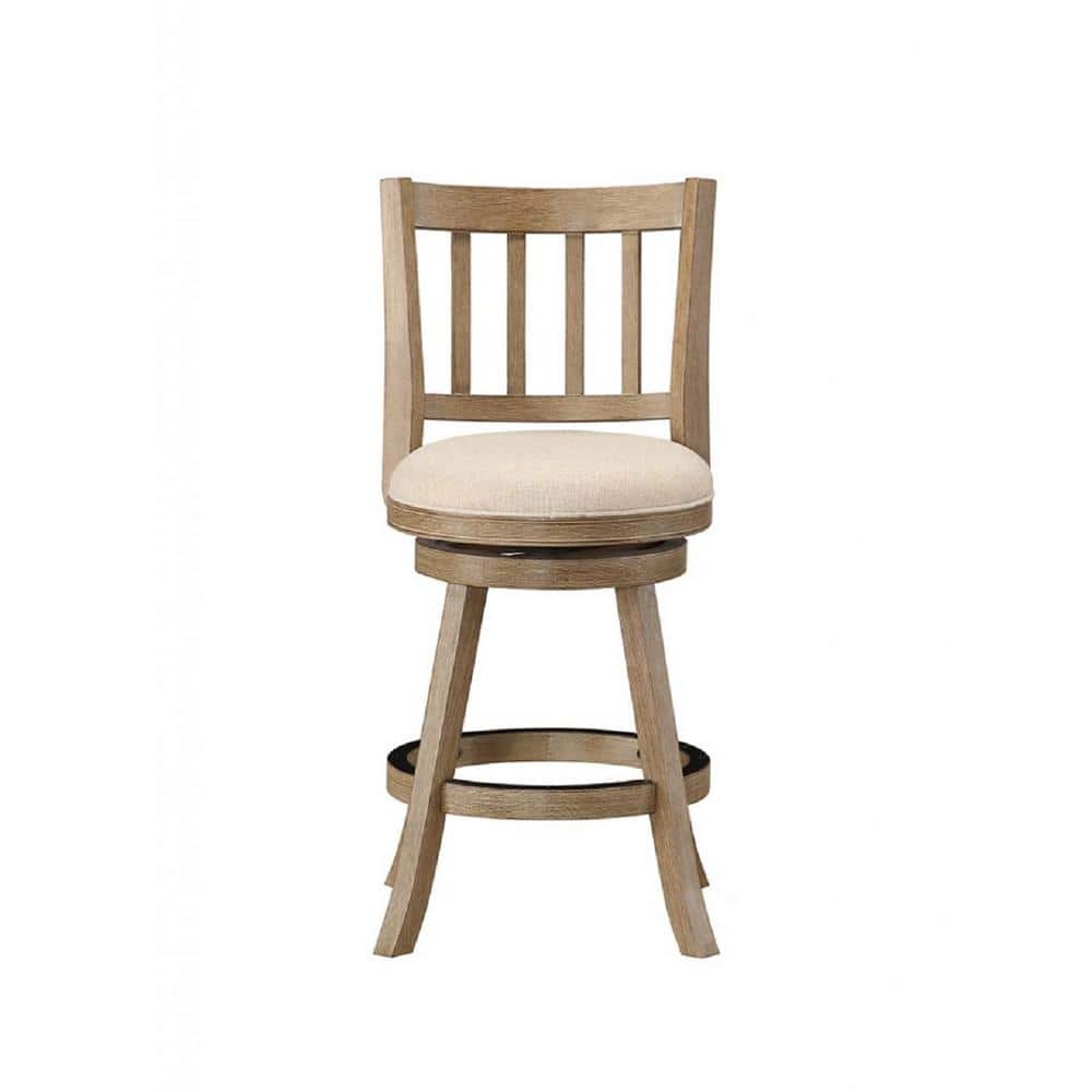 Driftwood Gray and Ivory Swivel Counter Stool with Metal Kick Plate