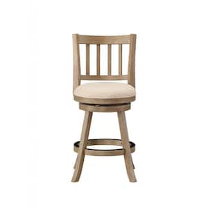 Sheldon 24 in. Driftwood Wire-Brush and Ivory Wood Frame Counter Height Bar Stool