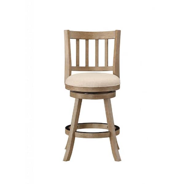Boraam Sheldon 24 in. Driftwood Wire-Brush and Ivory Wood Frame Counter Height Bar Stool