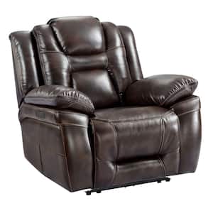 Oportuna Rich Brown Faux Leather Dual Power Motion Recliner