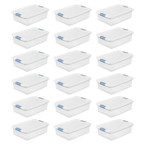 Sterilite 32 qt. Clear Stackable Latching Storage Box Containers, (18-Pack)