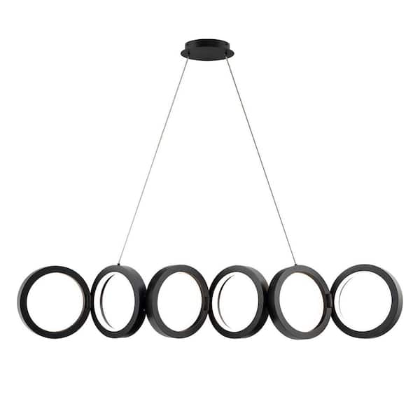 Cabot 48 in. 6-Lights Black Integrated LED Pendant Light Selectable 4CCT 2700K-3000K-3500K-4000K