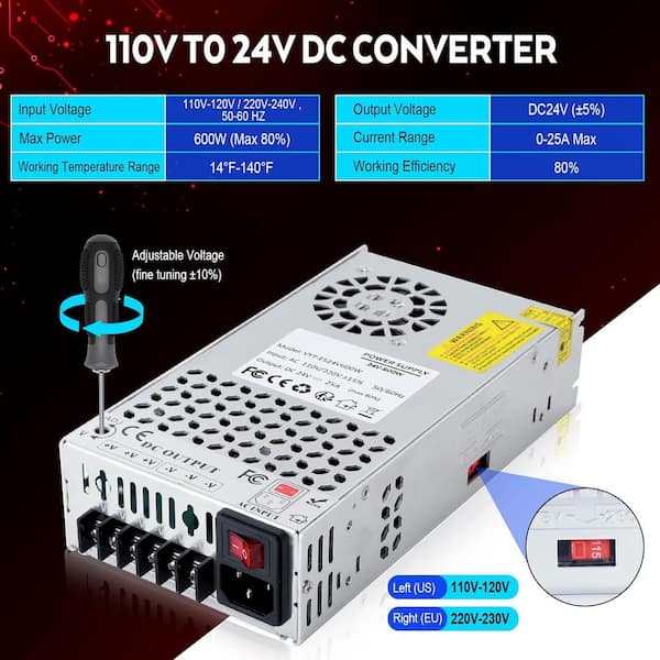 YICHUHAOXI Universal 24V 25A 600W DC Switching Power Supply with