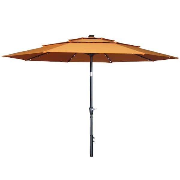Tatayosi 11 ft. Market Patio Umbrella with LED in Orange