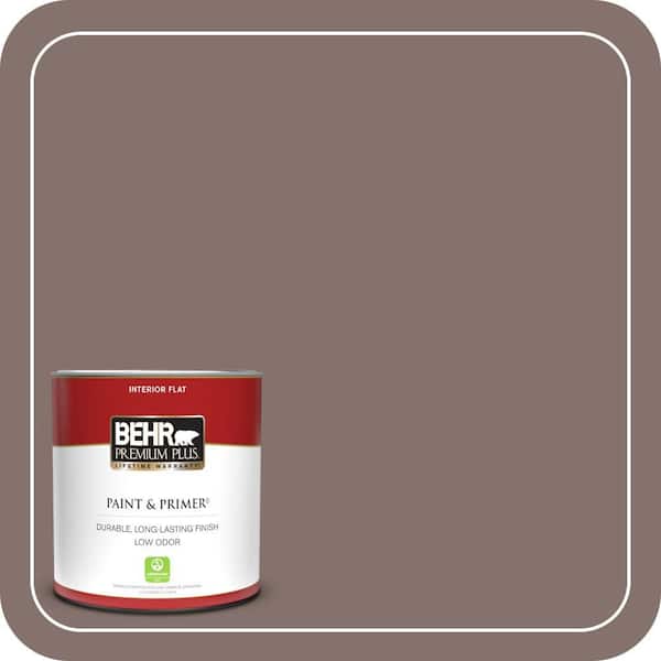 BEHR PREMIUM PLUS 1 qt. #740B-5 Bradford Brown Flat Low Odor Interior Paint & Primer