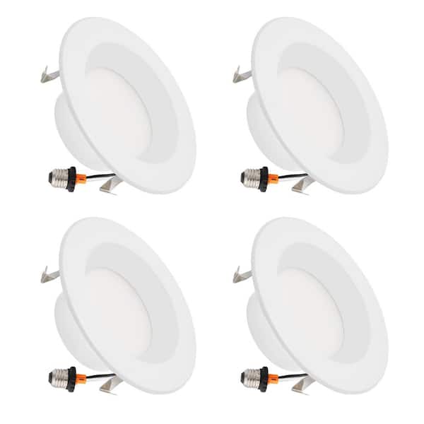 Maxxima 4 in. Retrofit Housing Required New Construction, 4000K Neutral White Integrated LED Recessed Light Kit, (4-Pack)