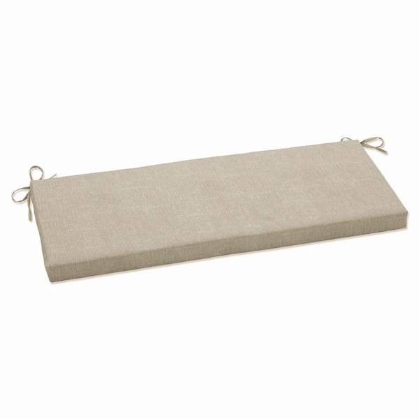 Pillow Perfect Solid Rectangular Outdoor Bench Cushion in Beige
