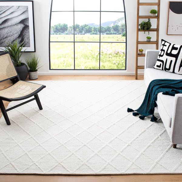 Natura 10 ft. x 10 ft. Square Ivory Zig-Zag Geometric Area Rug