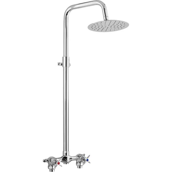Unbranded 1-Spray Wall Bar Shower Kit with Double Handle Exposed Shower in Polished Chrome