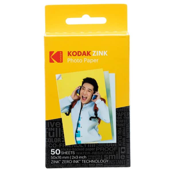 Kodak 2 in. x 3 in. Premium Zink Photo Paper Compatible with Smile, Step and Printomatic (50-Sheets)