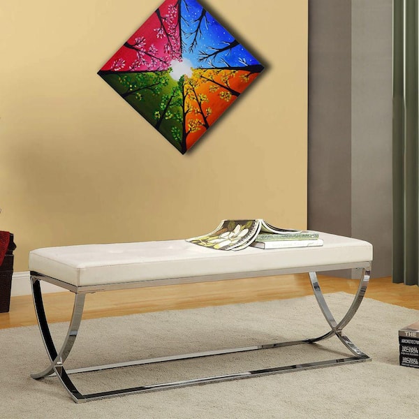 Modernly White Charming Bench 48 in. L x 16 in. W x 18.5 in. H