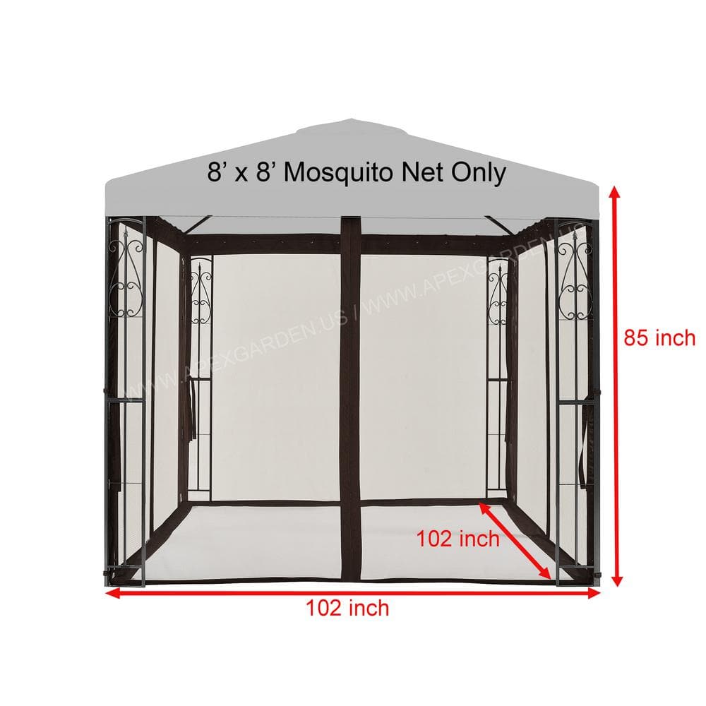 Universal Brown Polyester 8' x 8' Gazebo Replacement Mosquito Netting