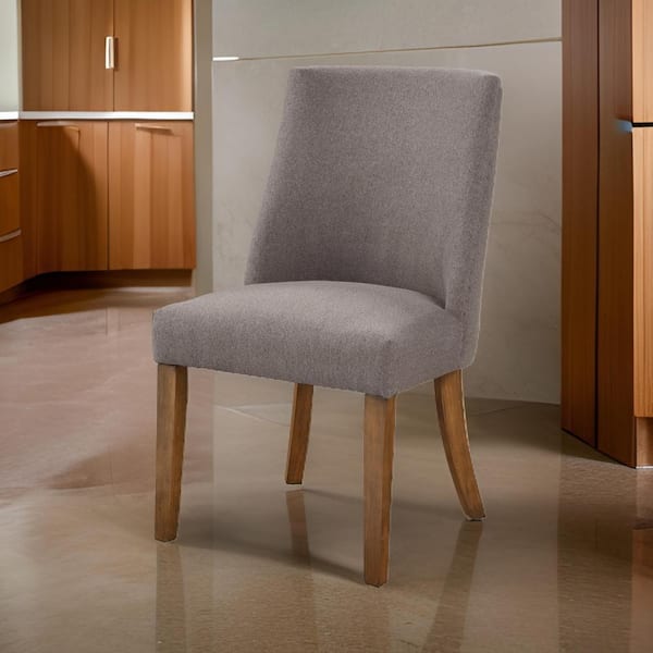 Benjara Gray and Brown Fabric Side Chair with Fabric Padded Seat (Set of 2)