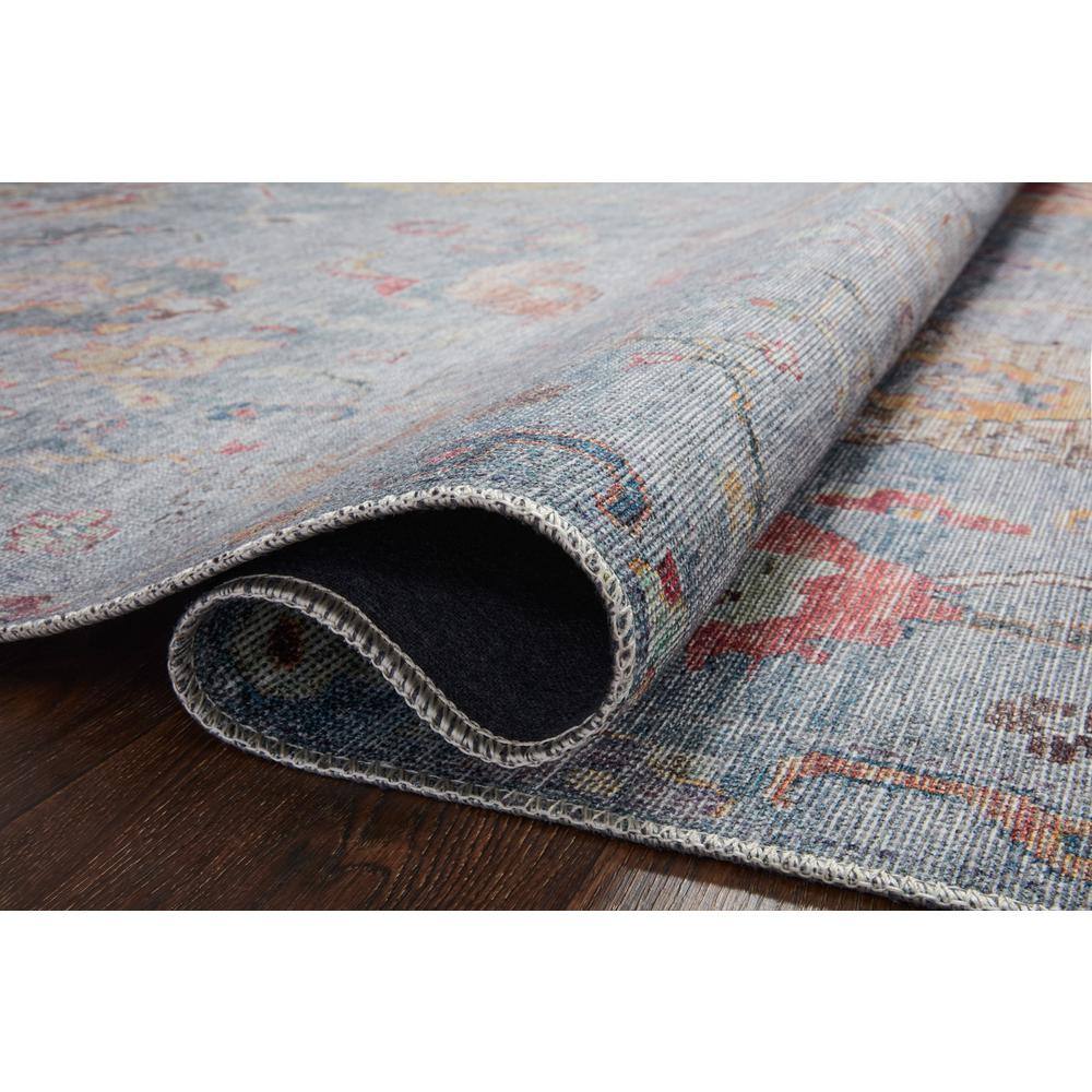 Blue Floral Oriental Synthetic Easy Care Rug 3'6" x 5'6"