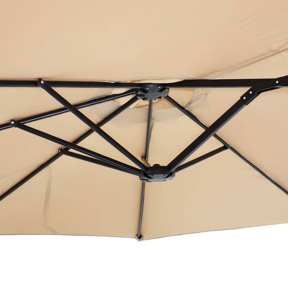 Tan Double-Sided Steel Market Umbrella with Polyester Canopy