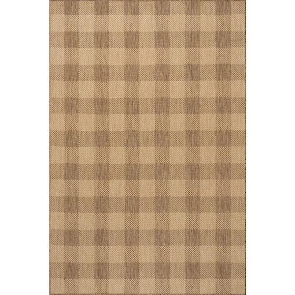 Istra Farmhouse Light Brown 8 ft. x 10 ft. Outdoor Area Rug