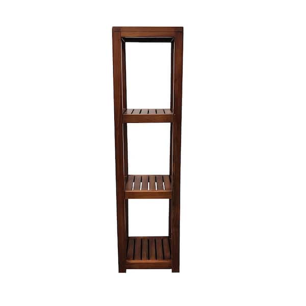 12 in. W x 45 in. H x 12 in. D Teak Square Shelf in Brown