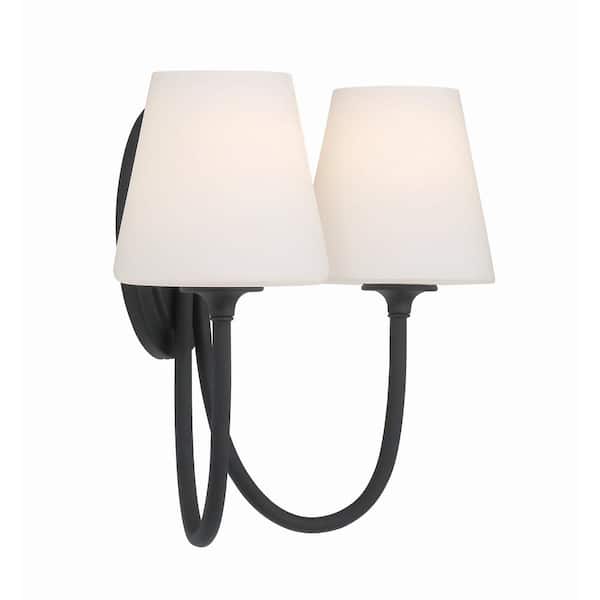 らんらん！様　雪花秀 Crystorama Juno 2-Light Black Forged Wall Sconce JUN-10322