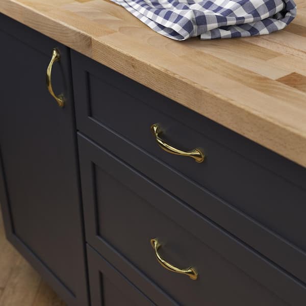 Half Round Spoon Foot 3 in. (76 mm) Traditional Polished Brass Cabinet Drawer Pull